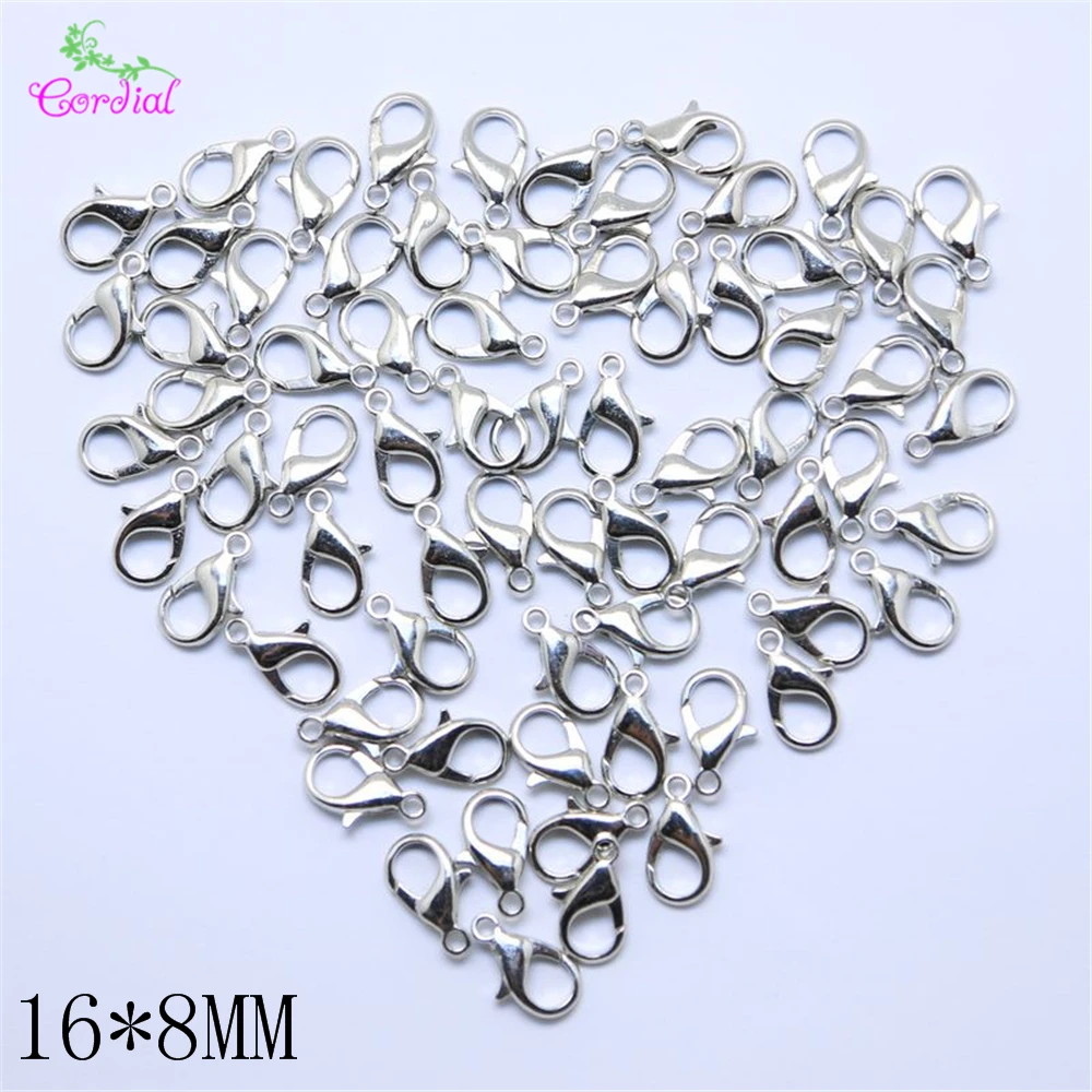 

Fashion Ring Jewelry 100pcs Rhodium Color Lobster Clasps Hooks Jewelry Findings 16mm Lobster Clasps For Bracelets KQWB-667231