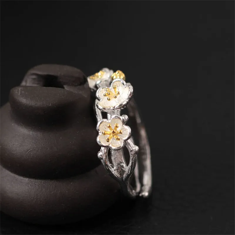 Wonlife Brand Cute Plum Open Rings For Women Original Design Lady Prevent Allergy Sterling-silver-jewelry | Украшения и