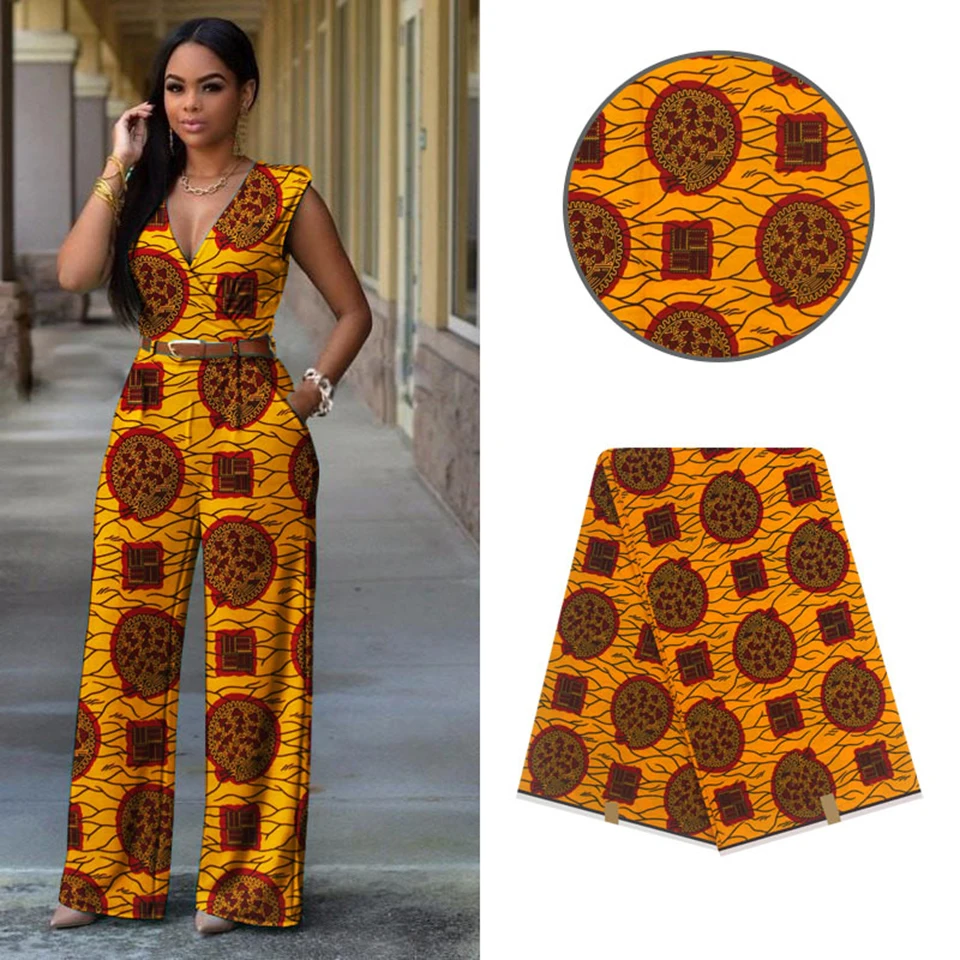 

6 Yards Yellow Mitex Wax Print/ African Fabrics Kitenge/Pagnes/Tissues Africain/ Lapa/Chitenge Y-112
