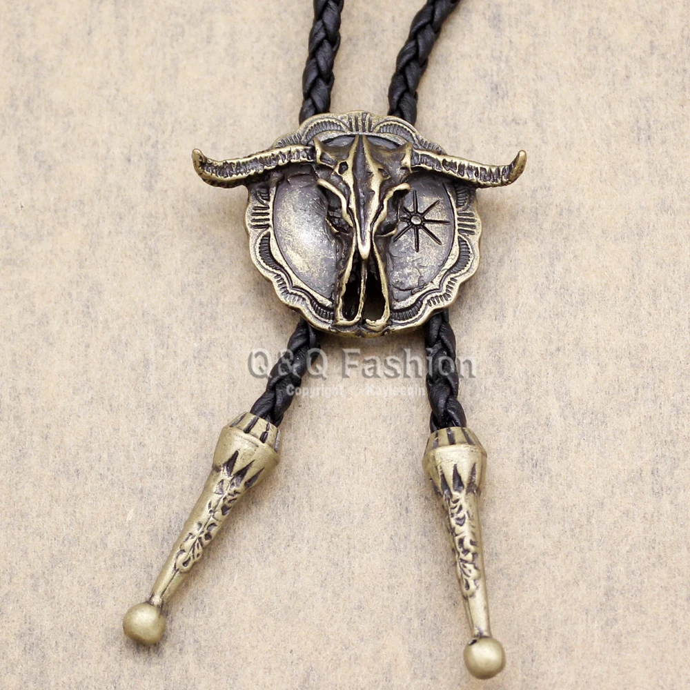 Новое поступление модный топ с галстуком-бабочкой и черепом из яловой кожи в