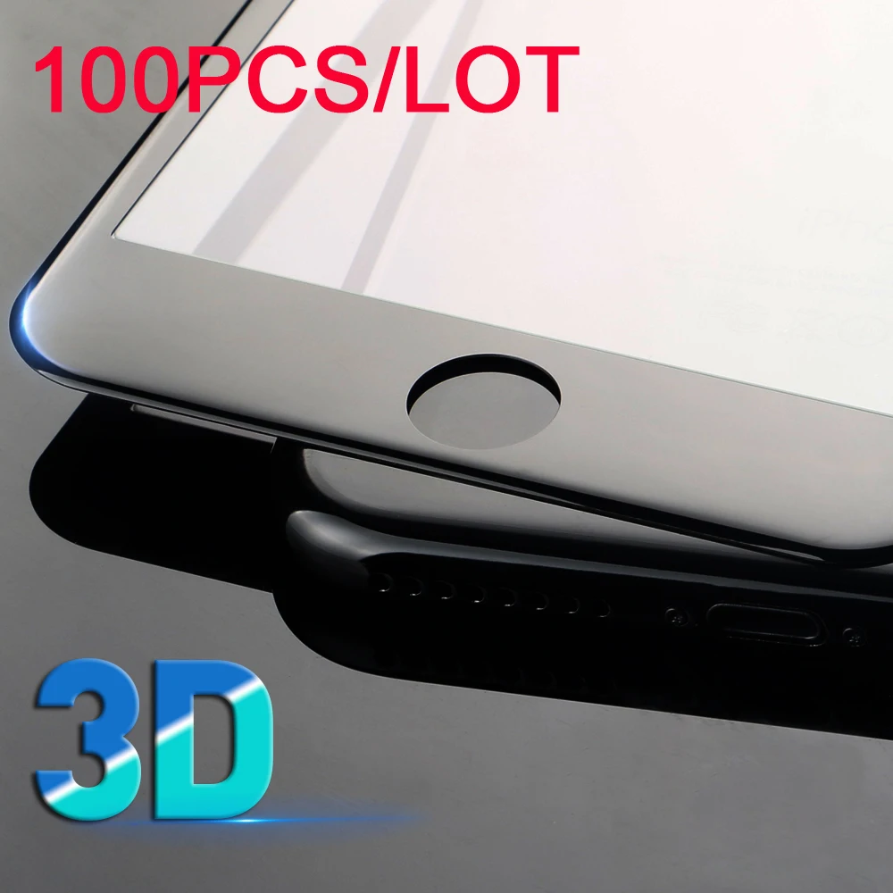 100 шт./лот для Iphone X 8 7 Plus 6s 6 3D полное покрытие защита экрана Настоящее Закаленное