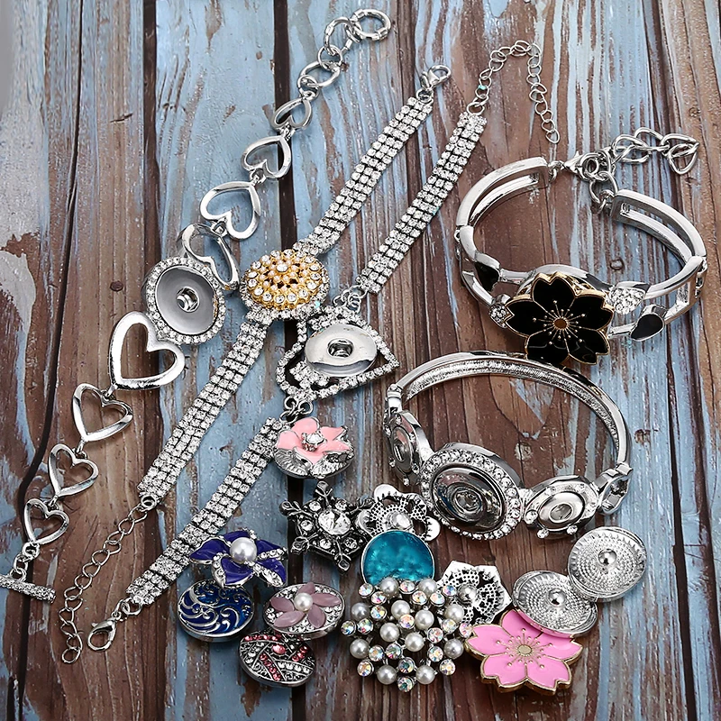 Регулируемый браслет с защелкой из сплава Pulseira Snap ювелирные изделия для 18 мм 20 DIY