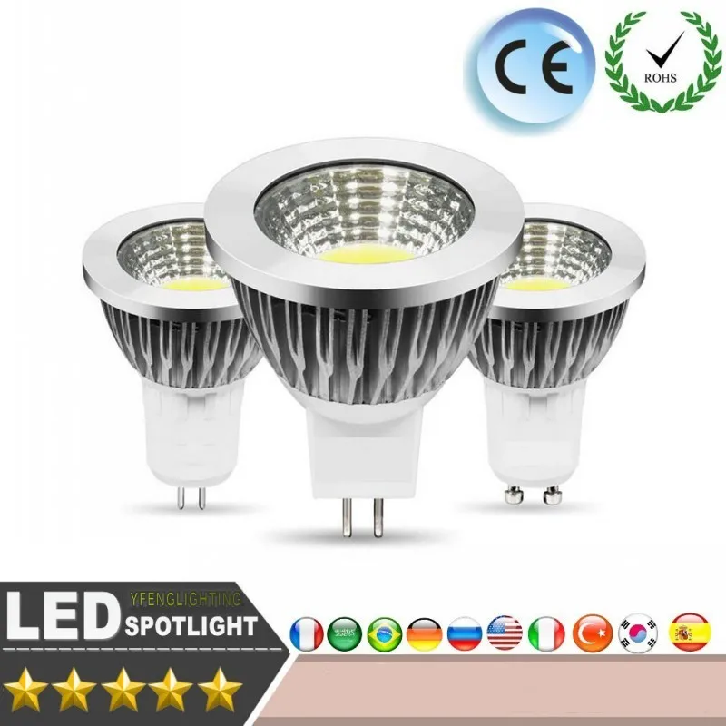 Светодиодные лампы MR16 GU10 E27 12V 220V 9w 12w 15w с регулируемой яркостью СИД Cob прожектор