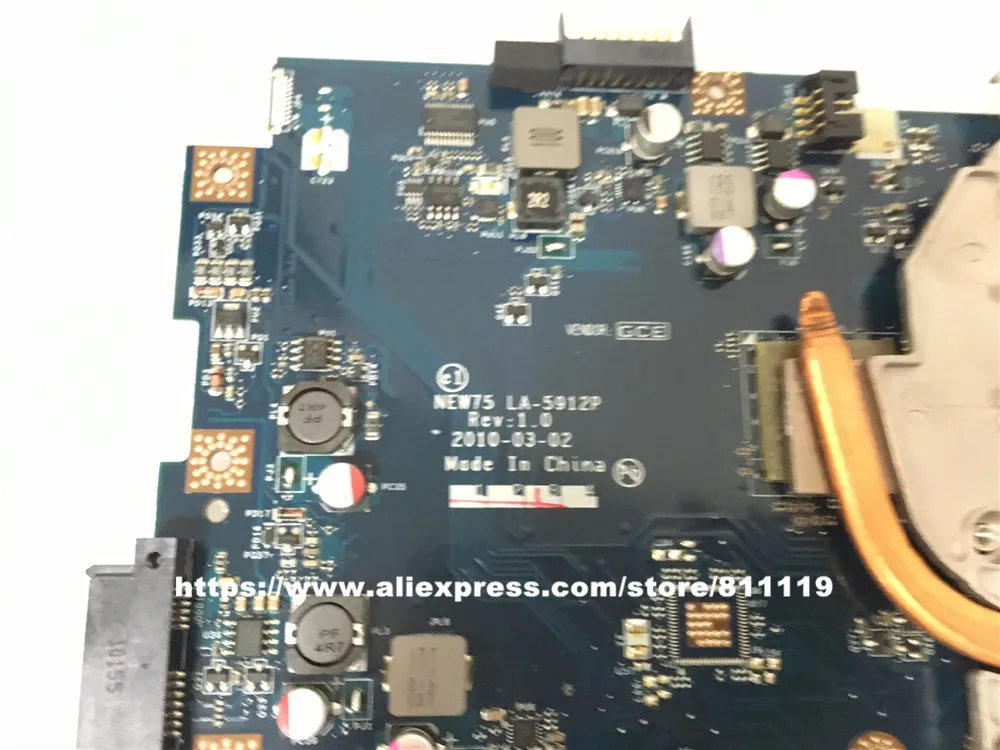 Материнская плата yourui NEW75 LA 5912P + радиатор ЦП = 5911P для ACER Aspire 5552G 5551G E640 MB.BL002.001 (MBBL002001)