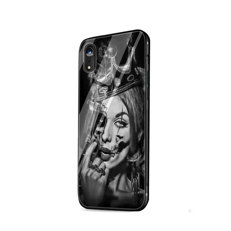 Desxz Grim Reaper Череп Скелет Роскошный чехол стекло для iPhone 5 5S SE 6 6s 7 8 Plus X XS Max XR Защитная крышка - Цвет: G1