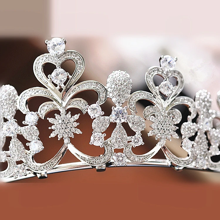 

Full Zircon Tiara Headband CZ Crown Jewelry Bride Headpiece Wedding Hair Accessories Headbands Bijoux Cheveux WIGO1264