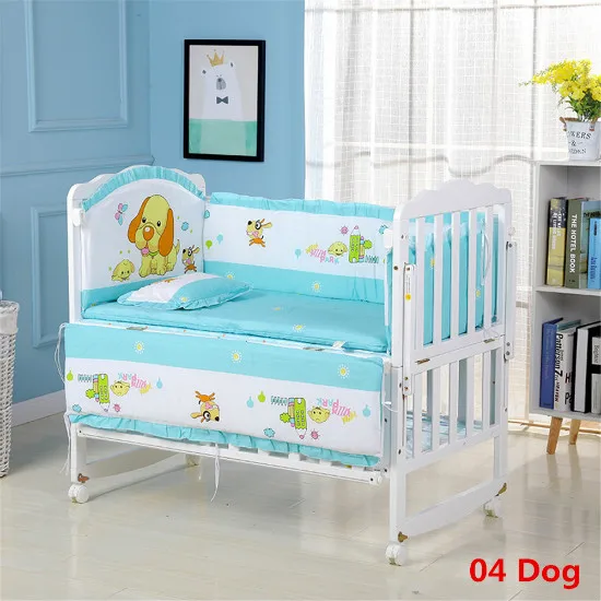 Dog 90x50cm 5 шт./компл. мультфильм анимированные детская кроватка кровать бампер для новорожденных хлопковое комфортное нижнее белье, Детское покрывало для кровати детские моющиеся Постельное белье - Цвет: Dog 90x50cm