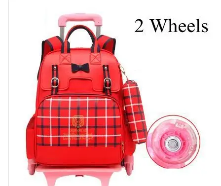 2wheel red Рюкзак-тележка для школы сумки для девочек Детская сумка на колесах Рюкзак-тележка для школы на колесах детские школьные рюкзаки на колесиках - Цвет: 2wheel red