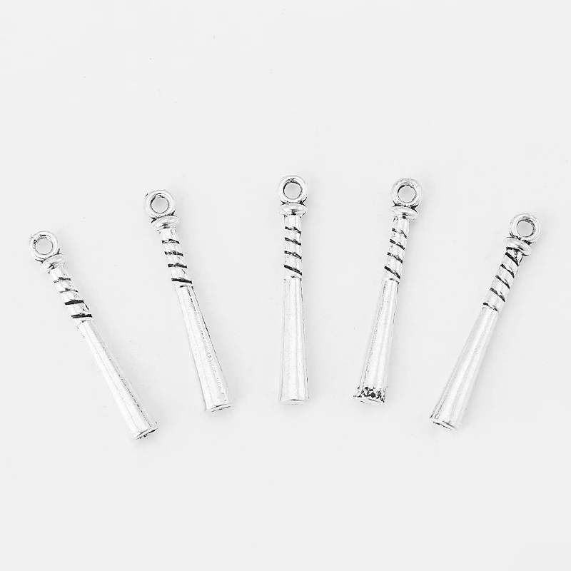 15 шт античные серебряные 3D бейсбольные/Софтбол Летучая мышь Очаровательные