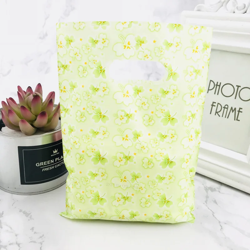Yellow Green Flwoer Более леопардовым узором ювелирные изделия Пластик сумка с ручками 15x20 см подарок на свадьбу из бутика подарочная упаковка Пластик с ручкой - Цвет: Yellow Green Flwoer