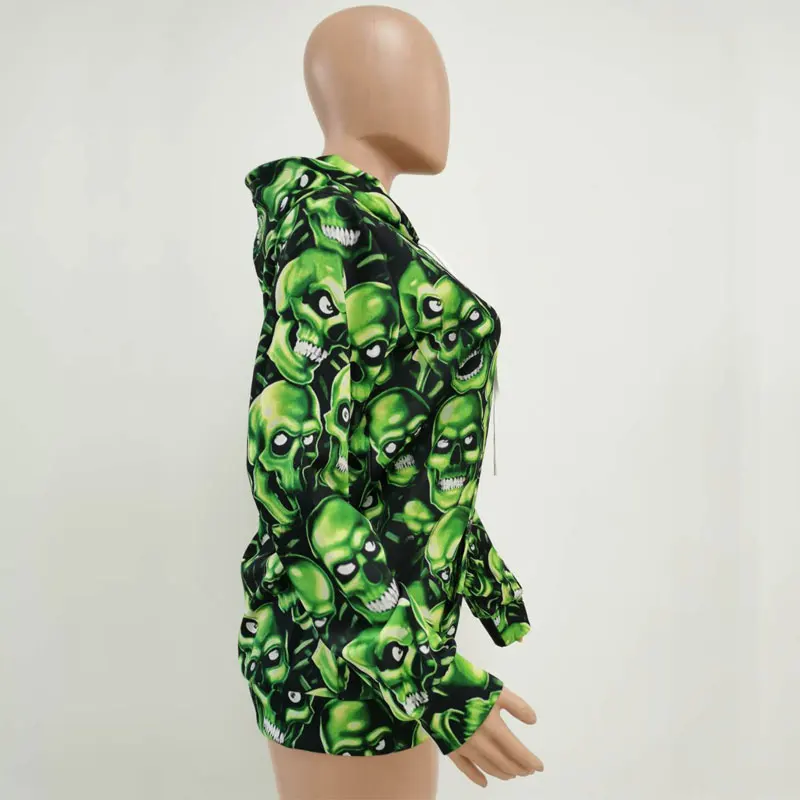 Панк оверсайз Череп 3D джемпер с принтом толстовки для женщин/мужчин длинным