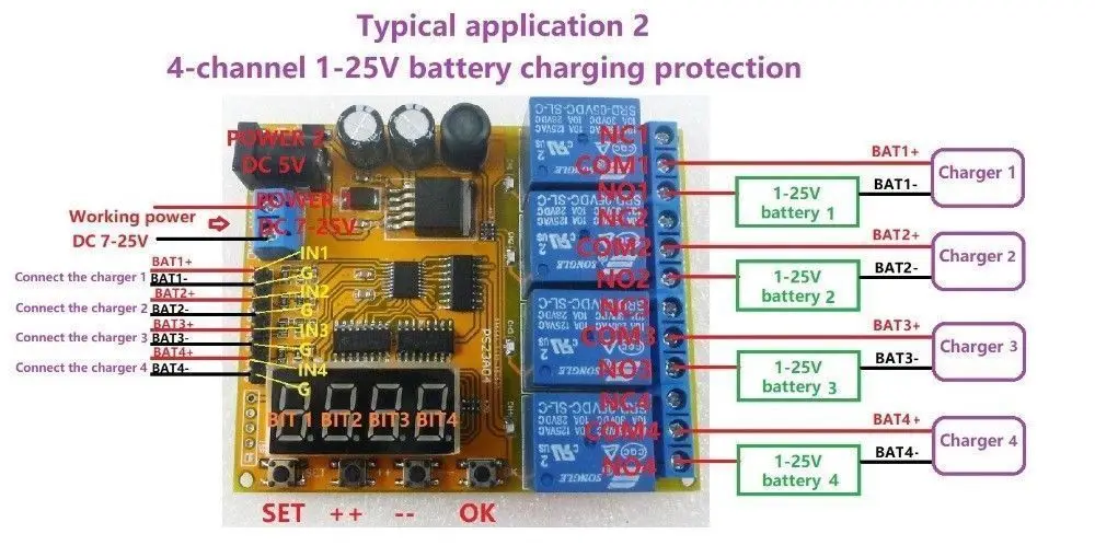 4CH 3 7 V 4 2 12V 14 8 24V Плата защиты от разрядки аккумулятора | Электронные компоненты и