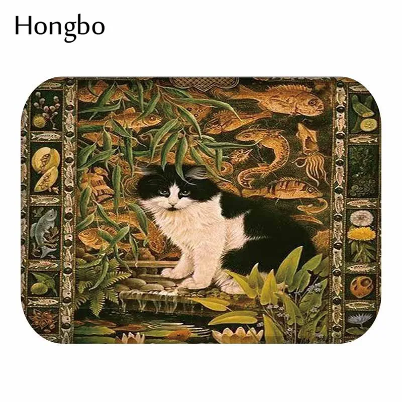 14 Hongbo Cat открытый вход Крытый ковер коврики коврик фланелевый Противоскользящий Ванная комната Кухня коврики 40x60 см - Цвет: 14