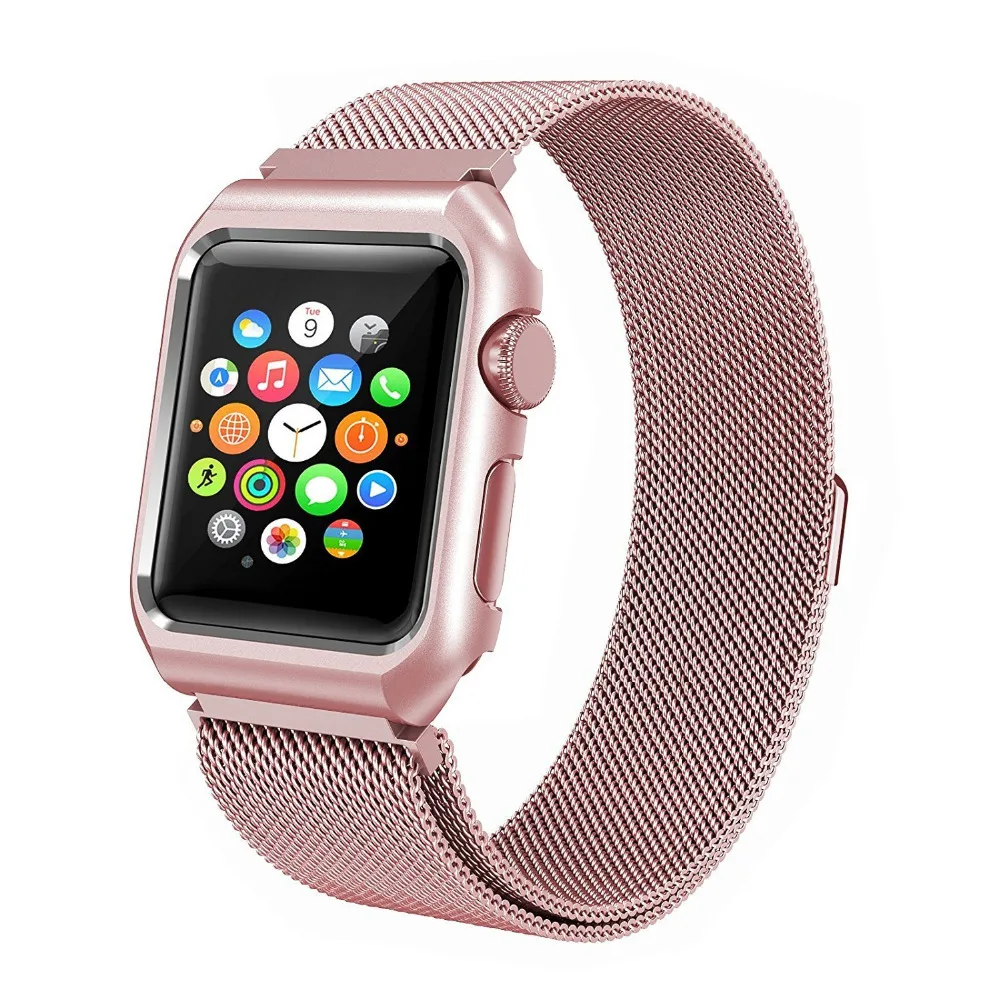Миланская петля с металлическим бампером для Apple Watch Band Series 3 2 1 ремешок Iwatch из