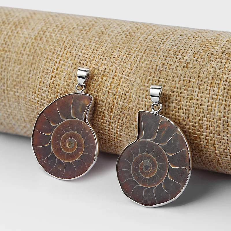 

2Pcs Natural Shell Snail fossil Charms Pendant For Earring Bracelet Bangle Necklace Jewelry Making Accessories 38X27mm