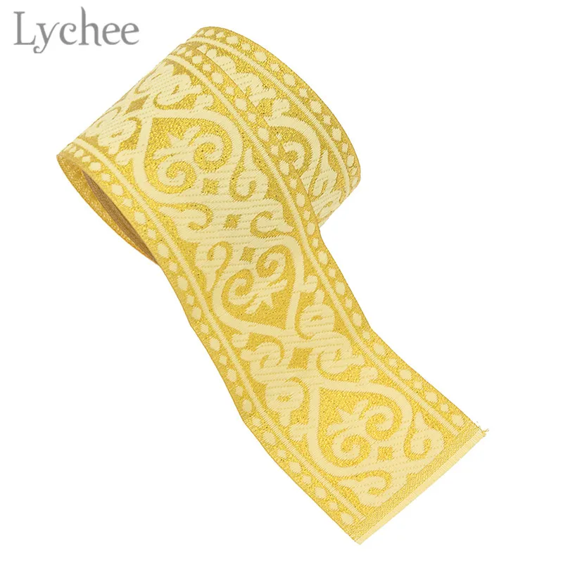 Lychee 9 ярдов светильник Золотая плетеная жаккардовая из полиэстера лента для