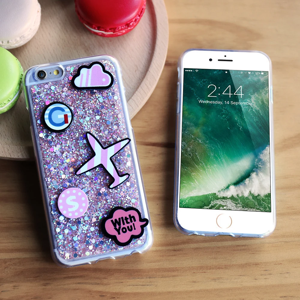 KISSCASE Bling Glitter Cartoon Soft Silicone Case For Iphone 7Plus Luxury 3D Airplane Cute Phone Cases Cover 6 6S 7 |