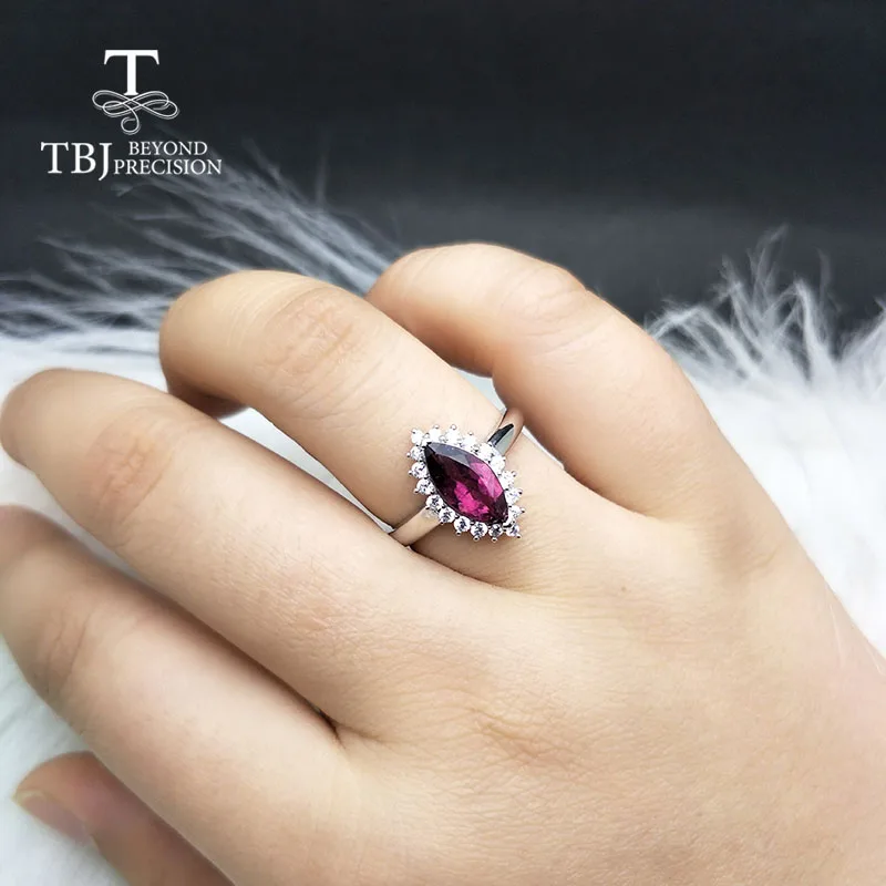 TBJ натуральный множественный турмалиновый 1.25ct драгоценный камень кольцо 925