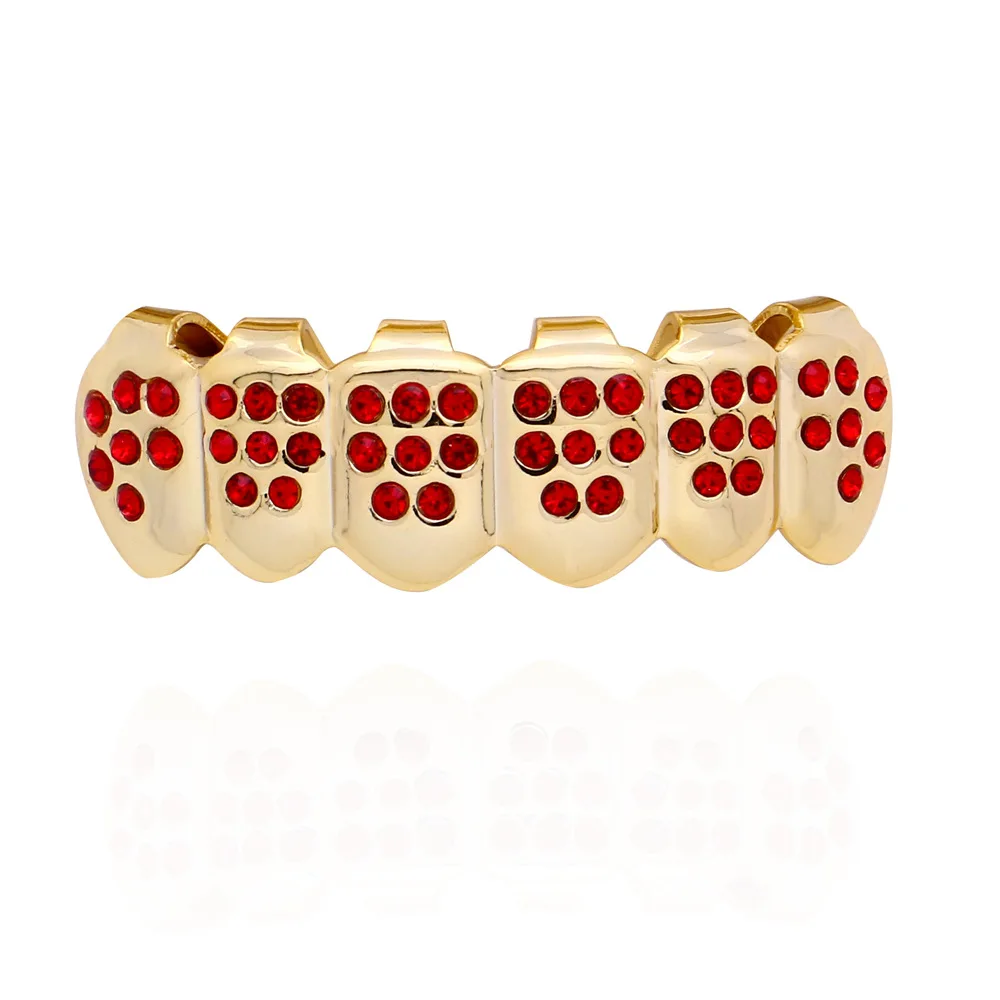 Хип-хоп Iced Out Grillz верхние и нижние зубы Grillz красочные панк золотые зубные колпачки Rapper зубные грили