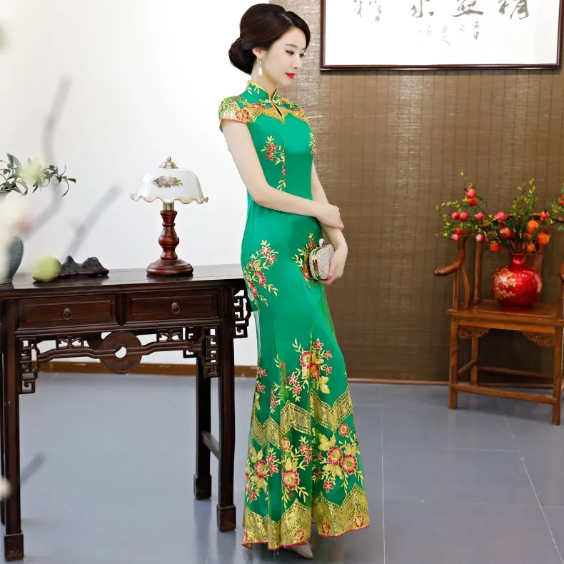 Blue Party Cheongsam Chinese Traditional Style Womens Elegant Slim Qipao Evening Dress Sexy Mini Robe Retro Vestidos S-3XL | Тематическая