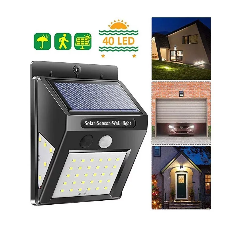 

LED solar PIR motion sensor wall lamp 20+5+5 three-sided lighting outdoor waterproof energy-saving street garden street light