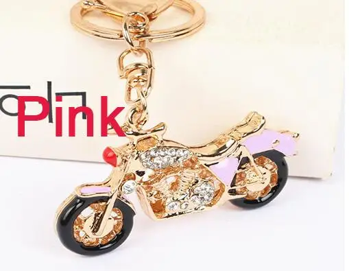 Pink DIY мини-узор фрукты Алмазная вышивка Подвески Розовый мотоцикл брелок для ключей для детей в форме Алмазного Кристалла Sticke - Цвет: Pink