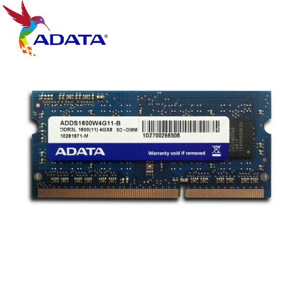 Марка ADATA оперативной памяти ноутбука 8 ГБ 4 2 DDR3L 1600 мГц 1 35 В 204 Pin SO DIMM Совместимость
