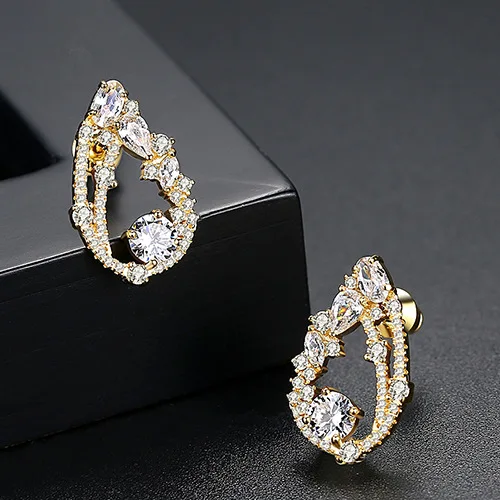 Crystal Tear Drop Shaped Stud Earrings Shiny Cubic Zircon Water Jewelry for Women Party Dress | Украшения и аксессуары