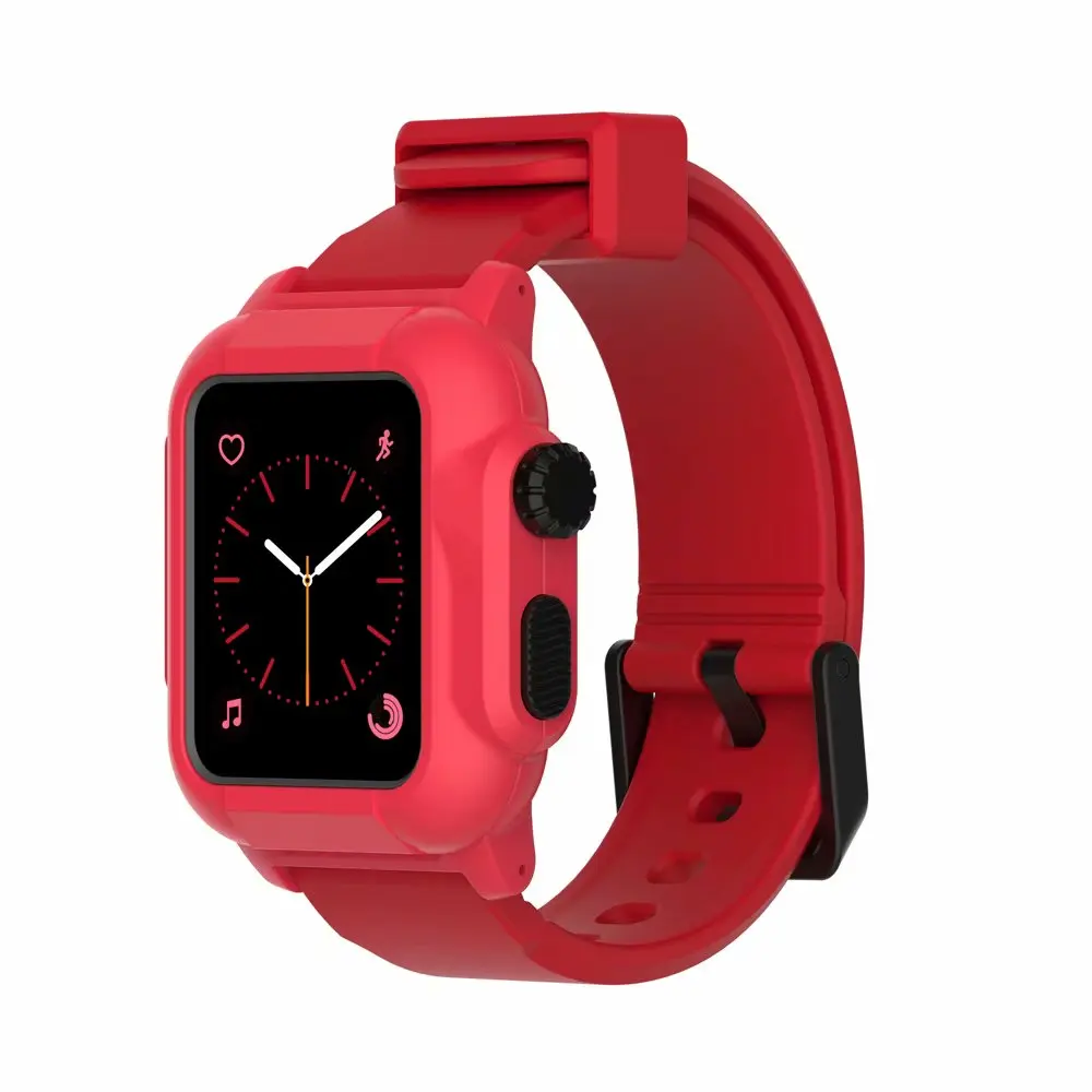 Red Red case Светящийся водонепроницаемый чехол+ ремешок для Apple Watch 5 4 ремешок 44 мм 40 м iWatch ремешок 42 мм полный защитный чехол+ Браслет Apple watch 3 2 - Цвет ремешка: Red Red case