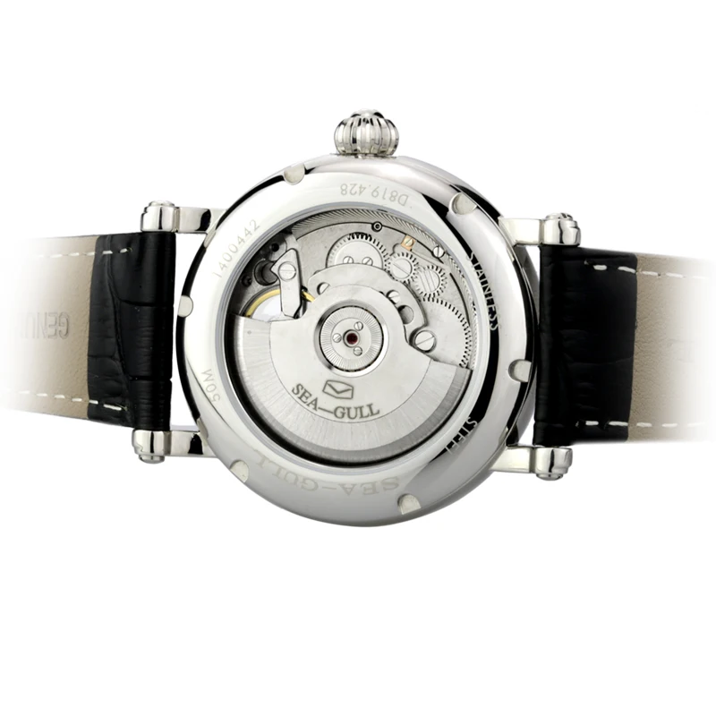 

Genuine Seagull watch men 819.428 Exhibition Back Automatic Men's Dress Watch date and week exhibition