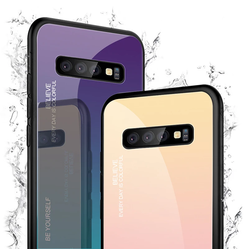 Градиентный чехол из закаленного стекла для Samsung Galaxy s8 s9 plus S10 5G s7 A5 A7 2017 J4 Plus J8 J6 A6 A8