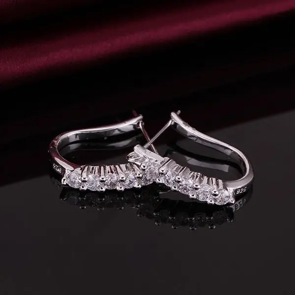 

Wholesale High Quality Jewelry Silver plated Cute Zircon Earrings for Women best gift SMTE312
