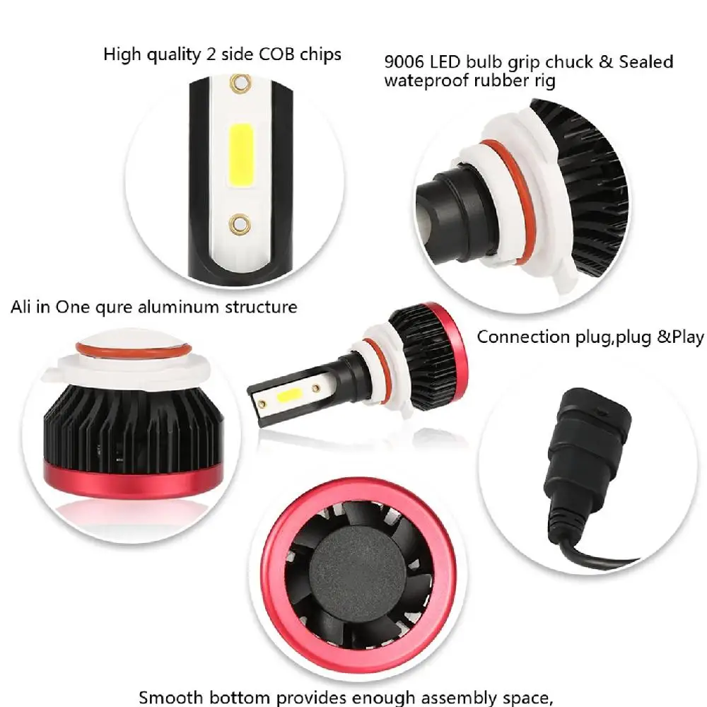 Oslamp моноблочные светодиодные чипы 9005/9006 светодиодный фары для автомобиля 72 Вт