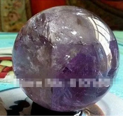 YM 326 56 мм изысканный 61 Кристалл Аметист кварц шар + подставка|Статуи и скульптуры| |