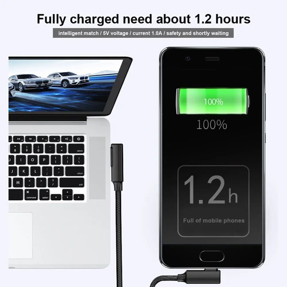 Kobwa 1 2 м 8 USB Type C кабель для передачи данных Портативный 90 градусов прочный быстрое