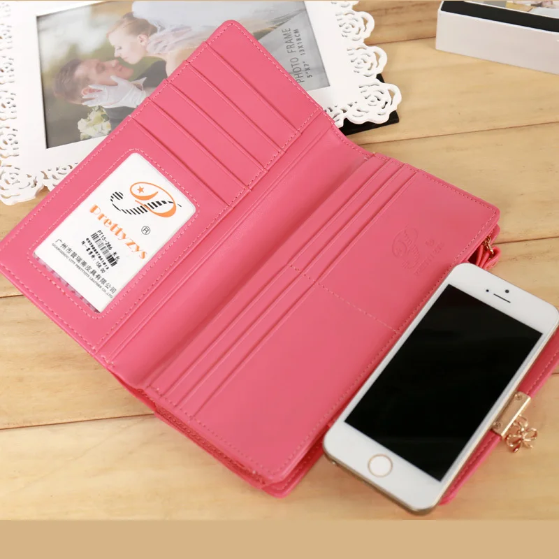 Новинка модные женские кошельки одноцветные с сердечком для девушек клатч