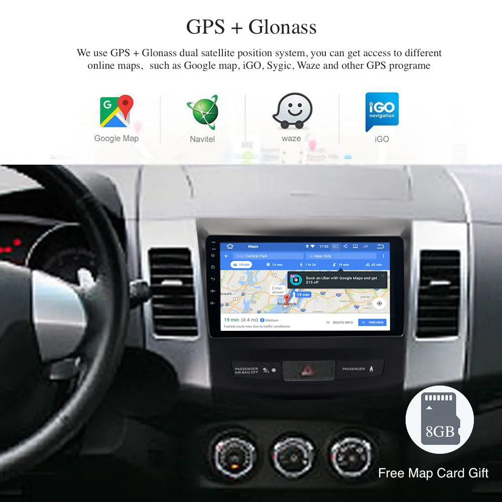 Android 9 0 2 Din gps для Mitsubishi Outlander 2007 2012 peugeot 4007 автомобильный радиоприемник PX6 DSP ips HDMI 4