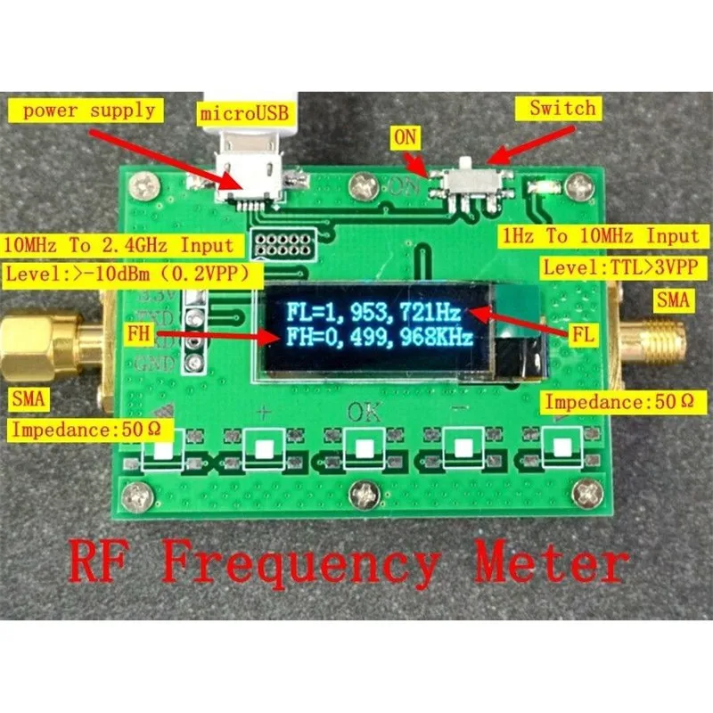 1 Гц-2 4 ГГц цифровой радиочастотный метр FH FL измерение oled-дисплей | Игрушки и хобби