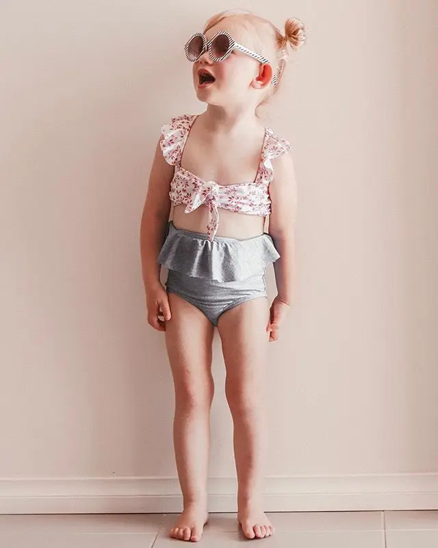 12-18 Months Детский леопардовый купальник для девочек, купальный комплект бикини с высокой талией, купальный костюм, купальный костюм, пляжная одежда - Цвет: 12-18 Months