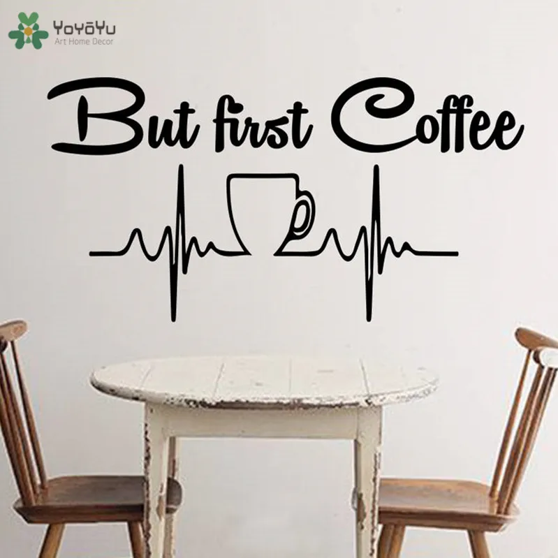 YOYOYU настенные наклейки с цитатами But First Coffee виниловое окно для кафе современный