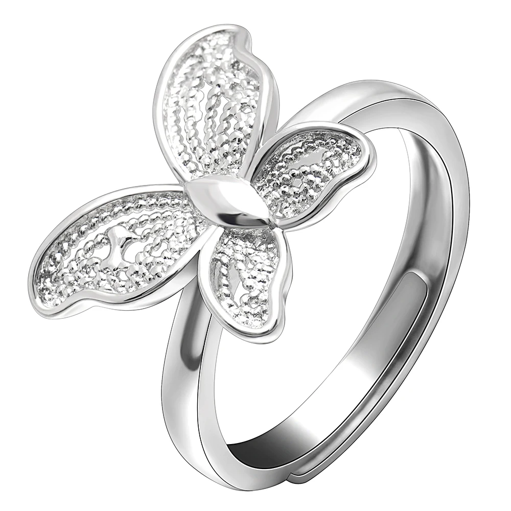 

2019 Cute Adjustable Butterfly Wings Female Rings For Women Silver Color Jewelry Girls Wedding Bands Fashion Party Rings Bijoux