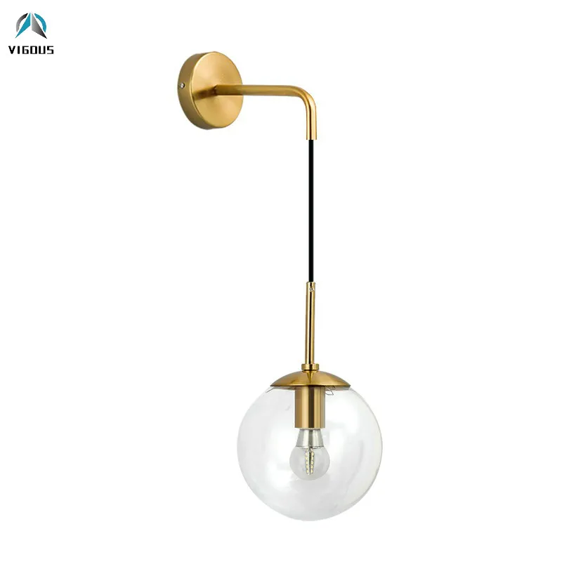 

American Retro Simple Glass Globe Wall Lamp Metal Led Sconces for Livng Room Bedsoom Lustre Bracket Light Luminaria Wall Sconces