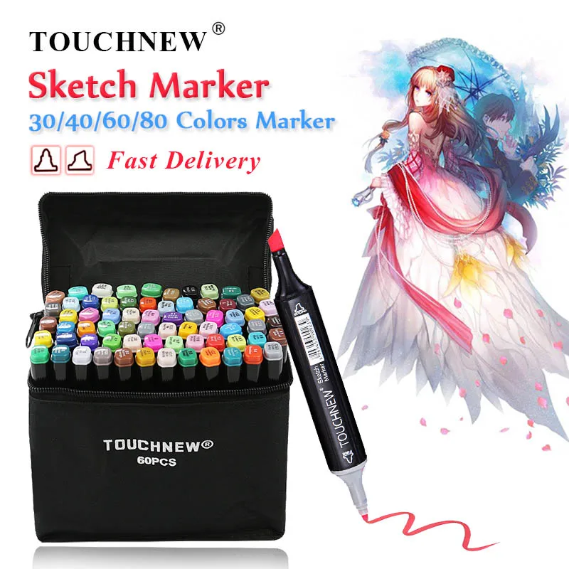 168 Цвета TOUCHNEW 6 живопись для рисования ручка набор кистей двойной головой жирных