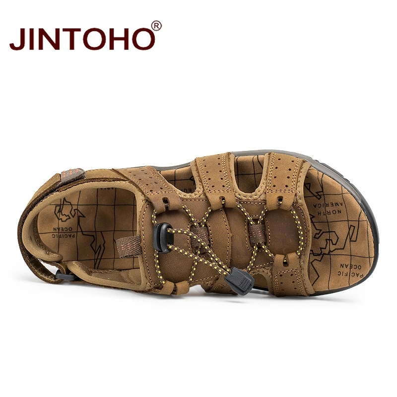 Новинка 2018 летняя мужская пляжная обувь JINTOHO модные мужские сандалии из