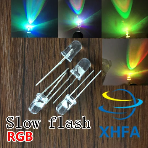 200 шт. светодисветодиодный Дов 5 мм медленная вспышка RGB красный зеленый синий
