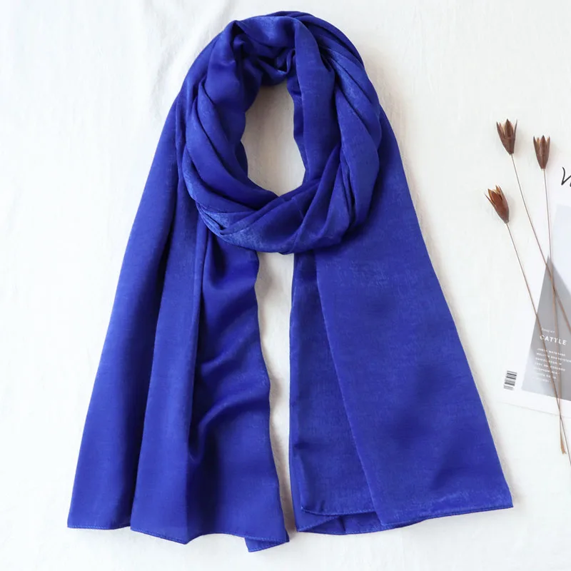 13 royal blue Цельный однотонный Малайзийский атласный Шелковый Хиджаб Блестящий хиджаб шарф ислам шаль головные обертывания мягкий шелковый длинный мусульманский хиджаб - Цвет: 13 royal blue