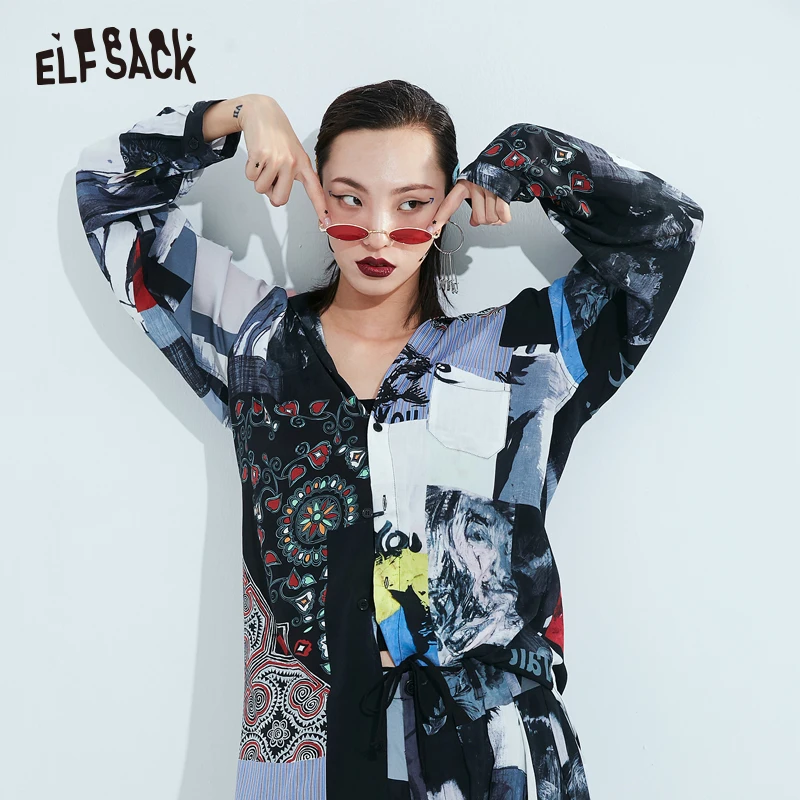 Женская винтажная офисная рубашка ELF SACK Модная повседневная шифоновая блузка с