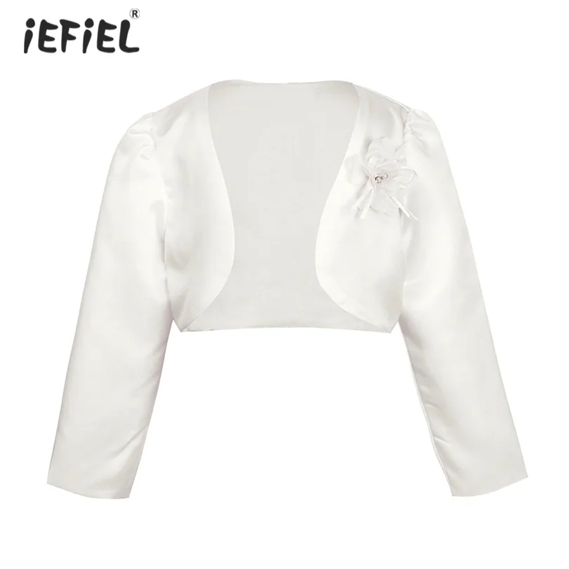 iEFiEL Fashion Kids Girls Long Sleeves Bolero Jacket Shrug Short Open Cardigan Sweater Dress Cover Up with 3D flower SZ 9 M-10 | Детская
