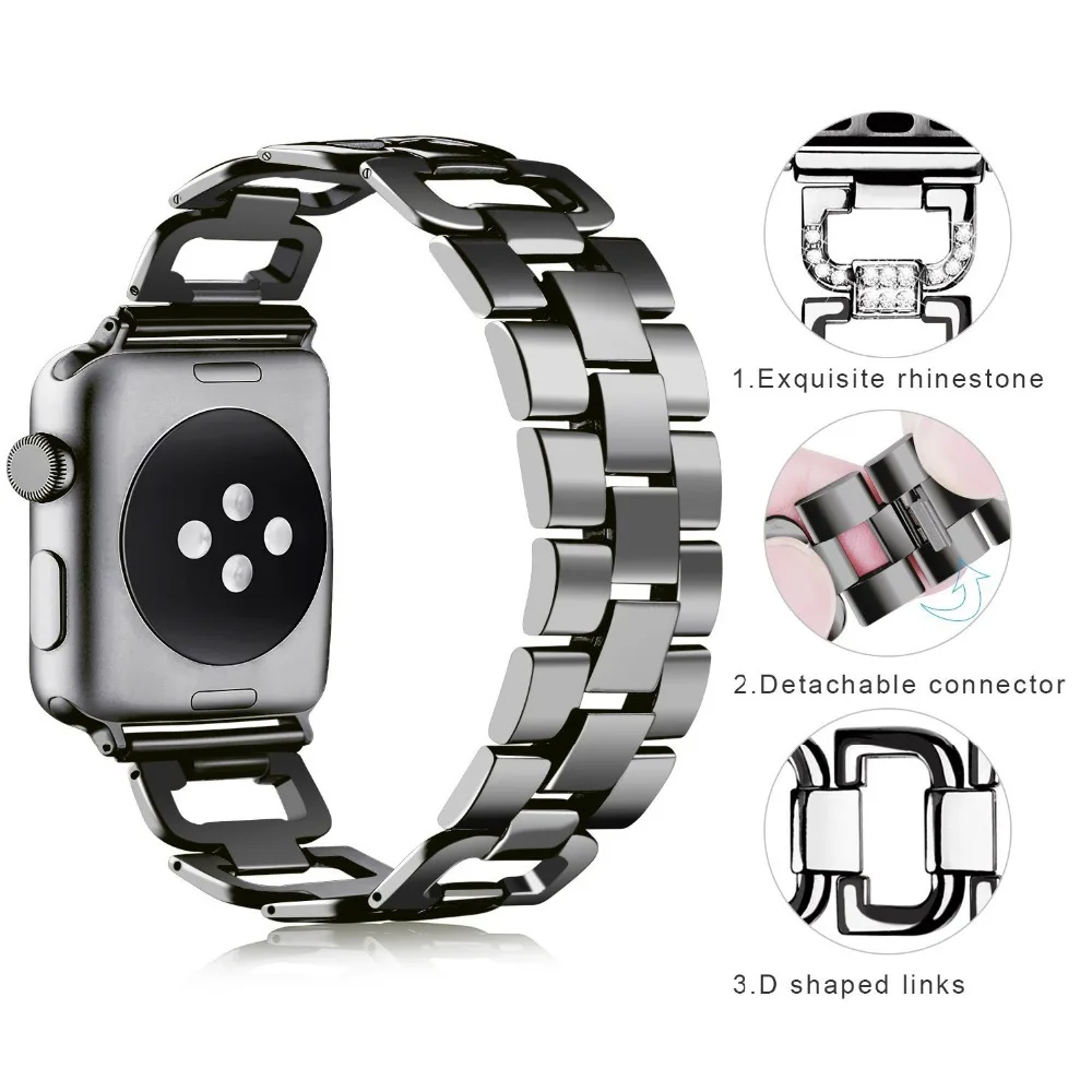 Cover For Apple Watch Strap Band Case Series 3 1 2 38mm 42mm D Diamond Metal Stainless Steel Bling Women Smart |