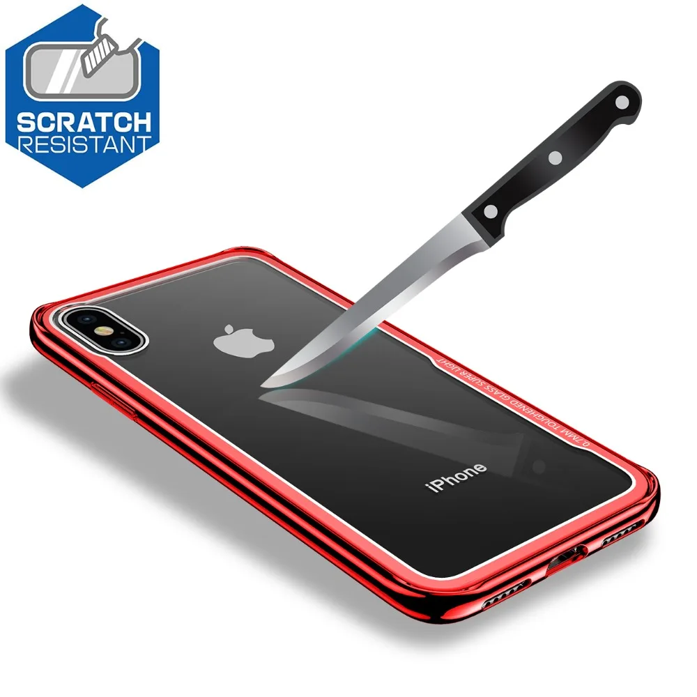 Чехол из закаленного стекла для iPhone X, XR, XS, Max, чехол, Роскошная золотая рамка, защита от царапин, противоударный чехол для iPhone 8, 7, 6, 6s Plus, 11 Pro
